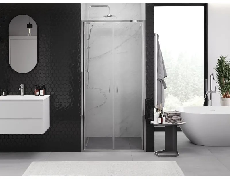 Mexen Exo, dvojkrídlové sprchové dvere 80x200 cm, 6mm číre sklo, chrómový profil, 814-080-000-01-00