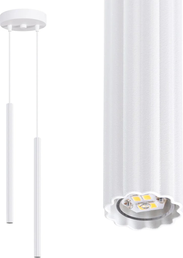 Závesné svietidlo Arche, 2x biele kovové tienidlo, o