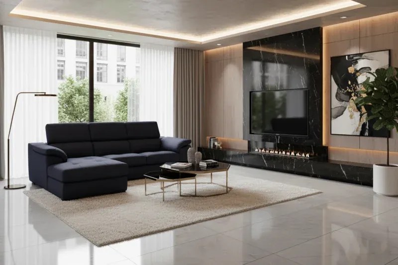 Kožená rohová sedacia súprava LOREN II, ľavá, tm. sivá (madras - 125 dark grey)