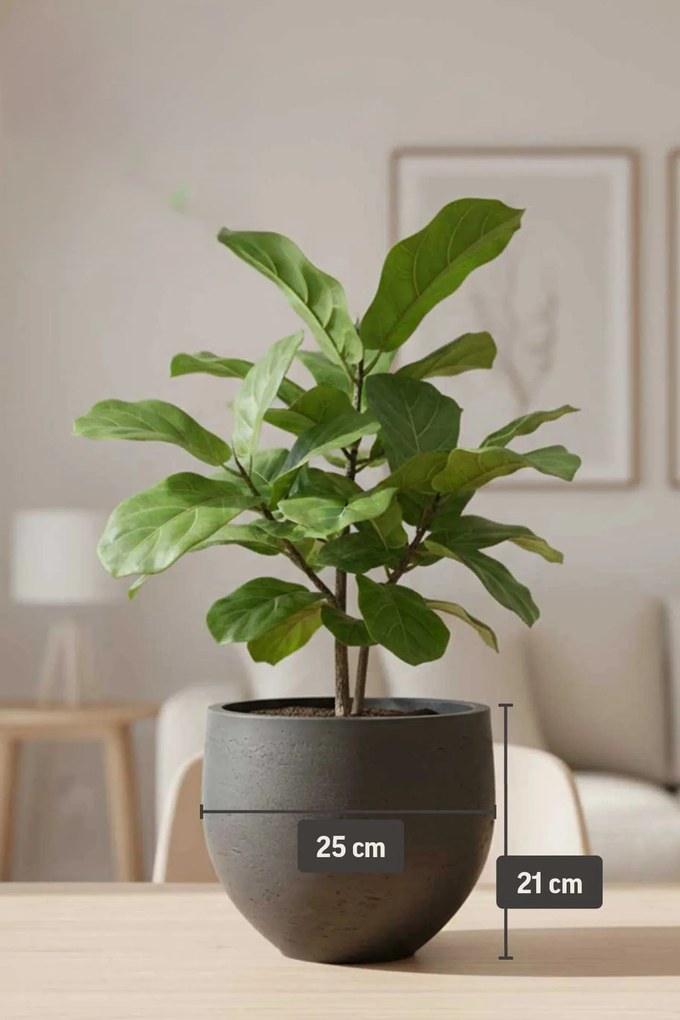 Moderný kvetináč RAFIOT, sklolaminát, výška 21 cm, antracit