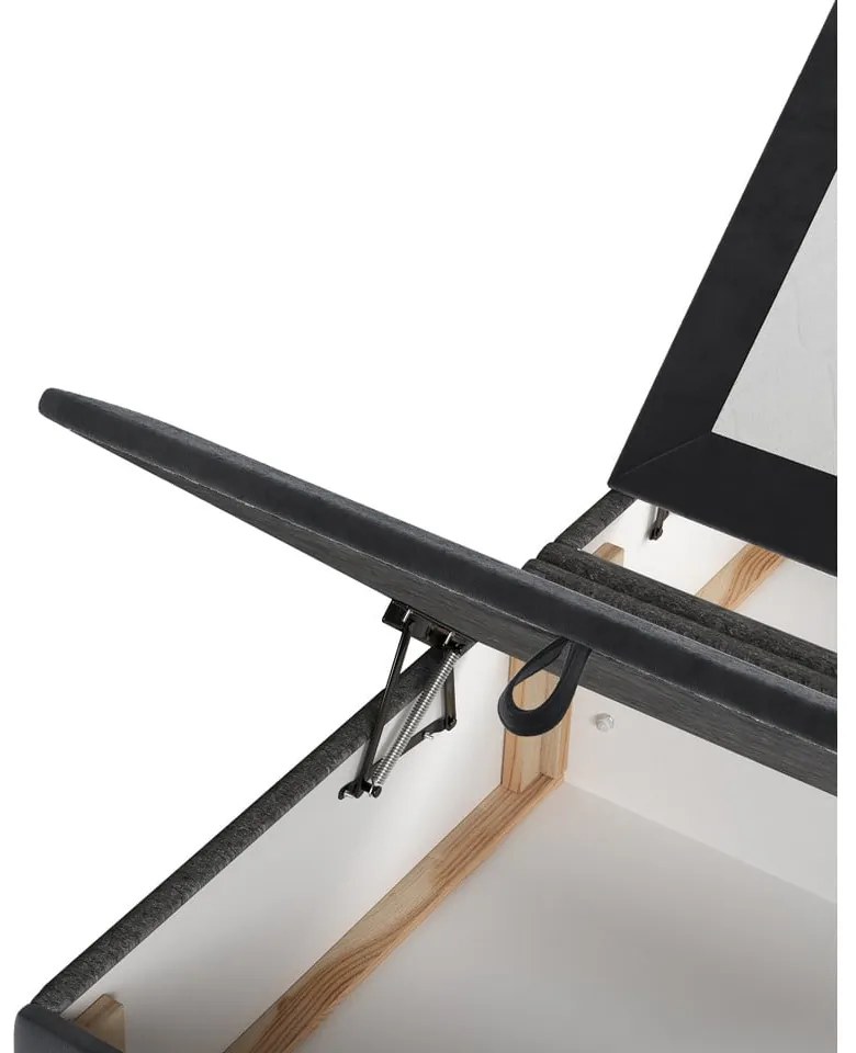 Antracitovosivá čalúnená dvojlôžková posteľ s úložným priestorom 200x200 cm Tate – Maison de Rêve