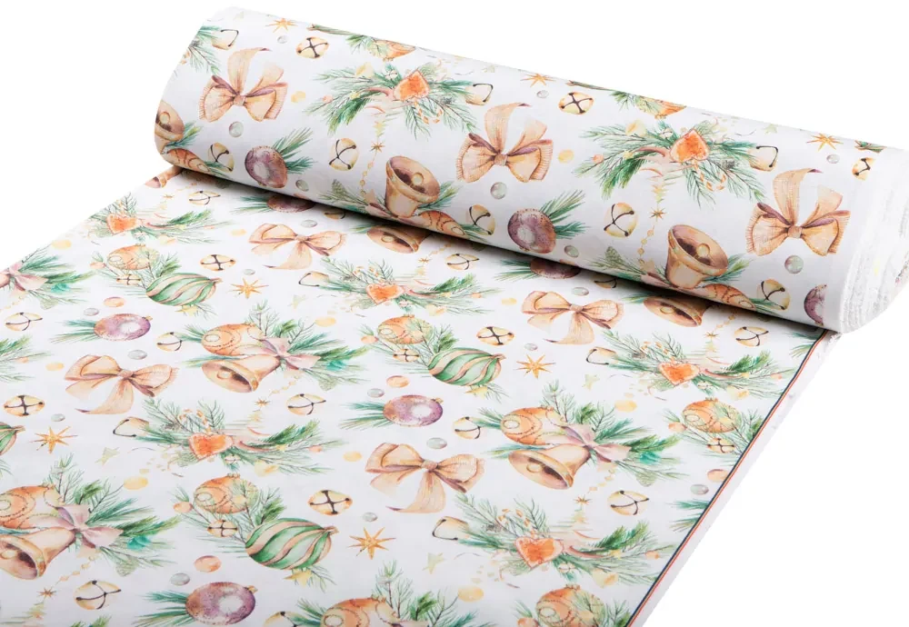 Biante Vianočný dekoračný oválny obrus PML-039 Banky a zvončeky 100x140 cm