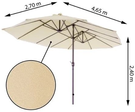 Veľký slnečník XXL 4,65 m - krémový
