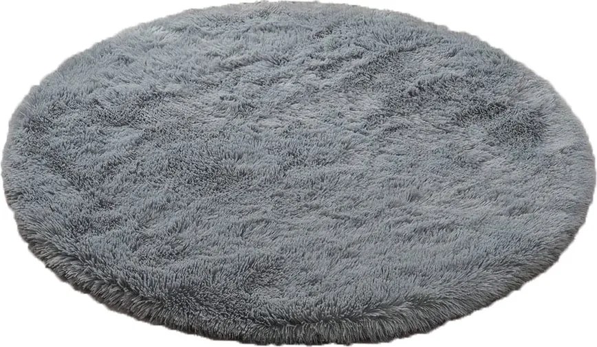 Okrúhly koberec Lana – sivý shaggy s vysokým vlasom 3 cm Rozmer: 80 cm