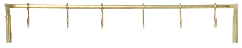 ferm LIVING Kovová tyč do kuchyne + 6 háčikov Brass