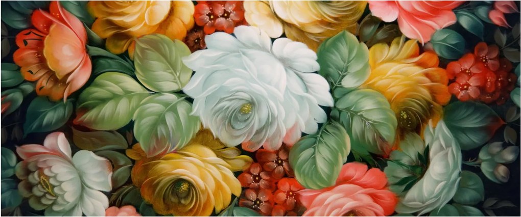 Obraz maľovanej kytice kvetov (120x50 cm)