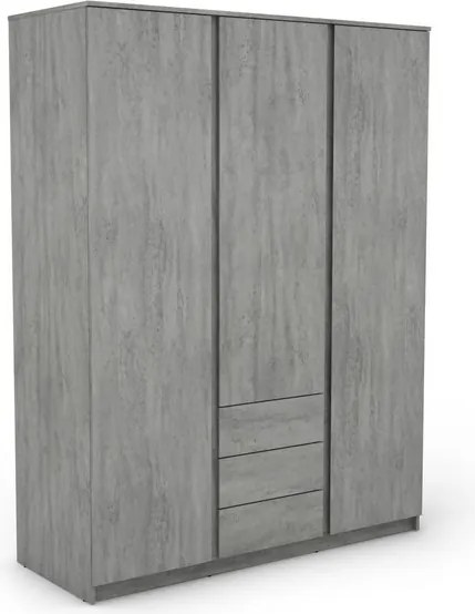Šatníková skriňa Carlos, šedý beton, 152 cm