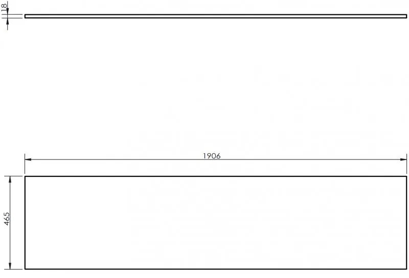 Mexen Uni, pracovná doska 190 cm, sivá matná, 91AXX-1904-464-18-62