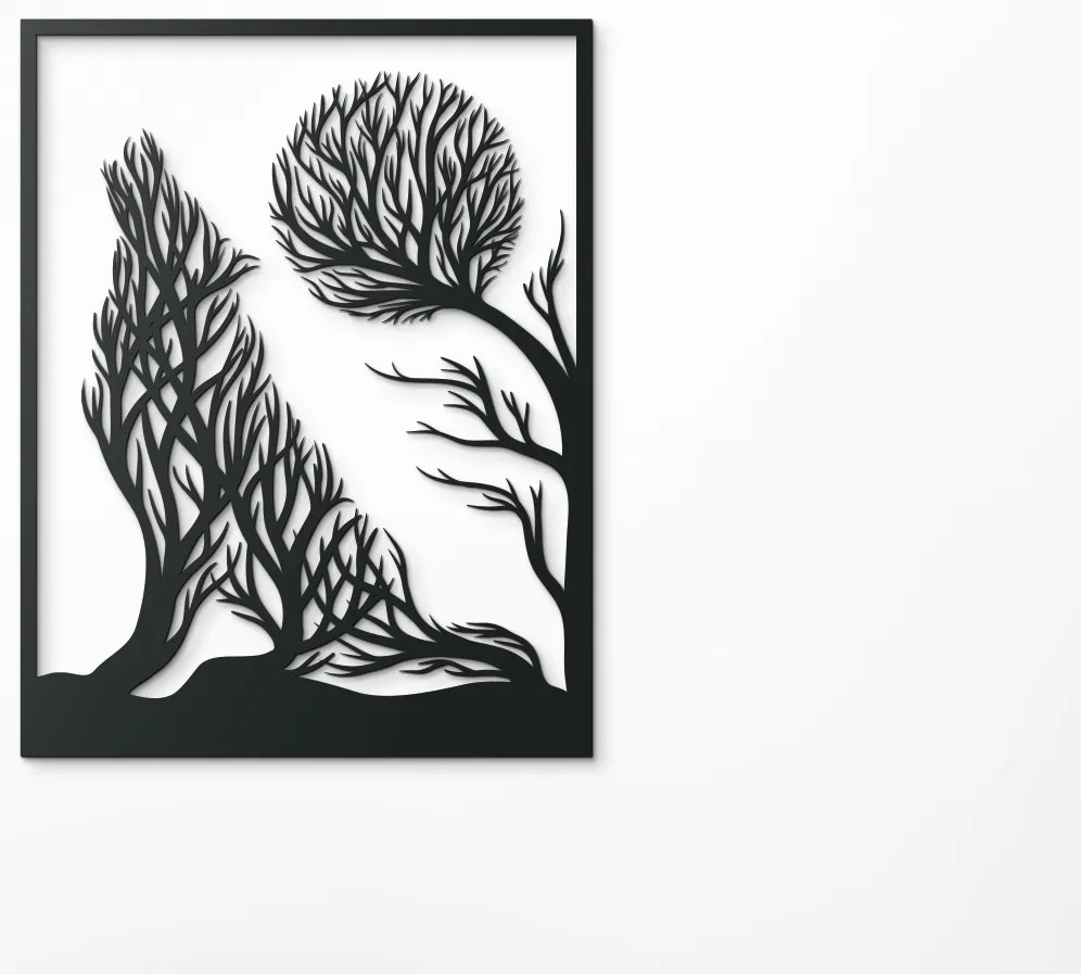 drevko 3D obraz na stenu Vyjúci vlk Rozmer obrazu: 42 x 32,5 cm, Farba dekorácie: Čierna