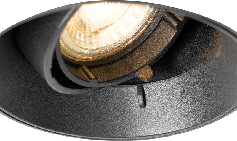 Sada 6 moderných zapustených bodových svetiel čierna GU10 okrúhla bezrámová - Oneon