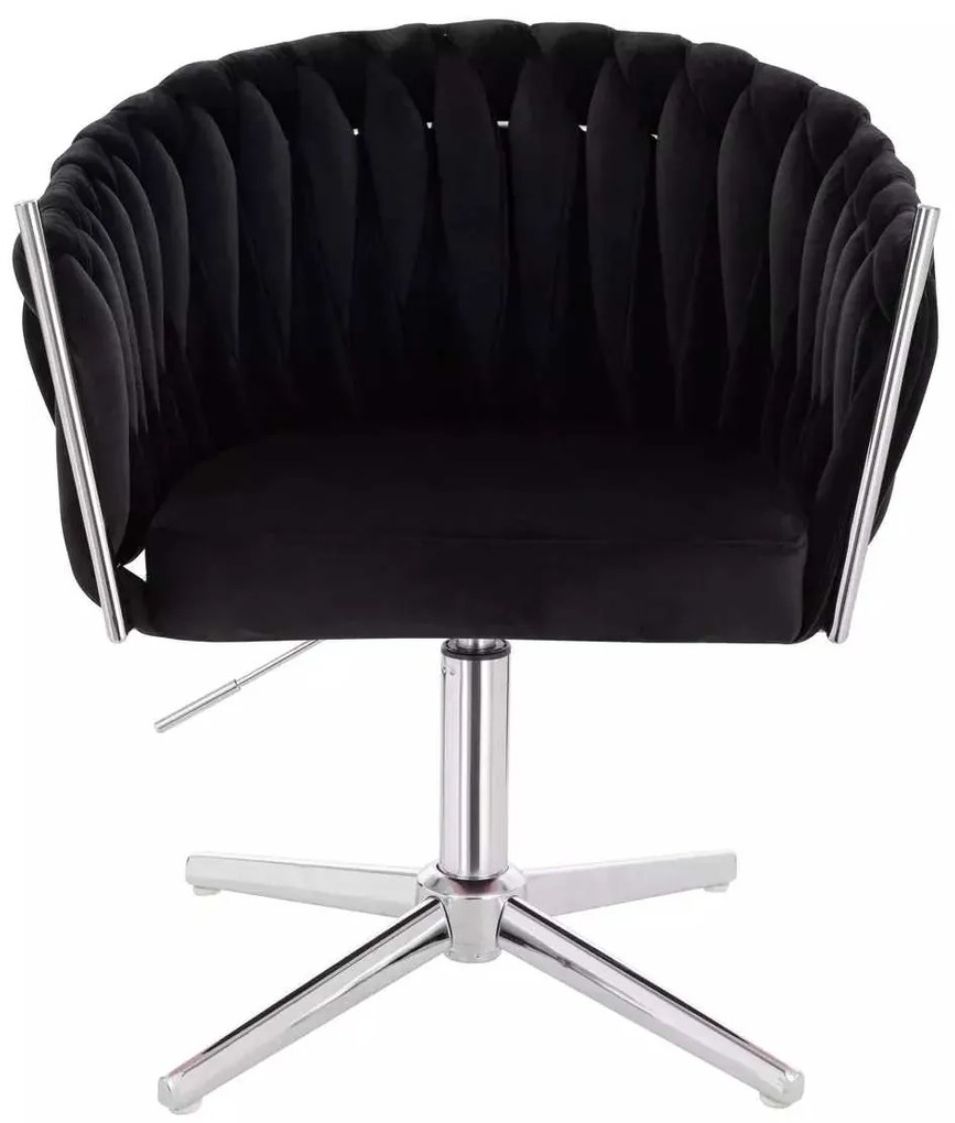 LuxuryForm DESIGN Stolička NORDEN VELUR na striebornom kríži - čierna