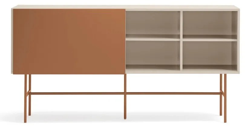 Nízka komoda s posuvnými dverami v béžovo-tehlovej farbe 180x91 cm Nube – Teulat