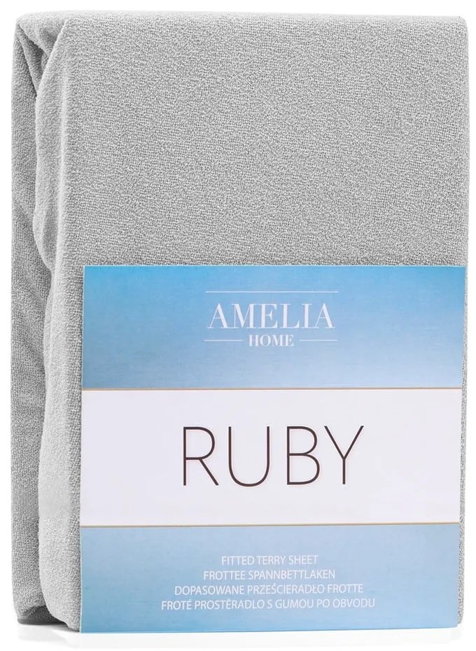 Svetlosivá napínacia froté plachta 140x200 cm Ruby – Restilo