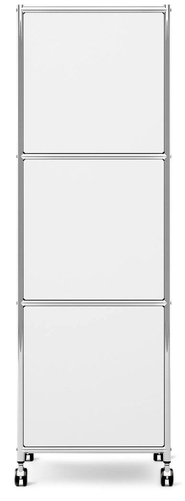 Kovová skrinka na kolieskach »CN3« s 3 dvierkami, biela