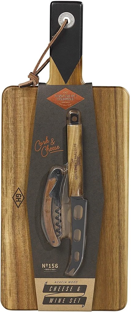 GENTLEMEN'S HARDWARE Sada doštičky, vývrtky a noža Cheese & Wine