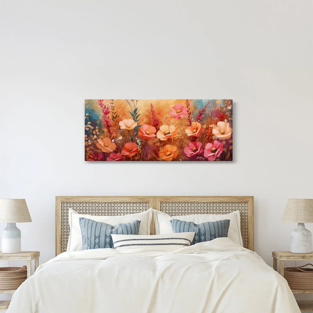 Obraz - Lúčne kvety, maľba (120x50 cm)