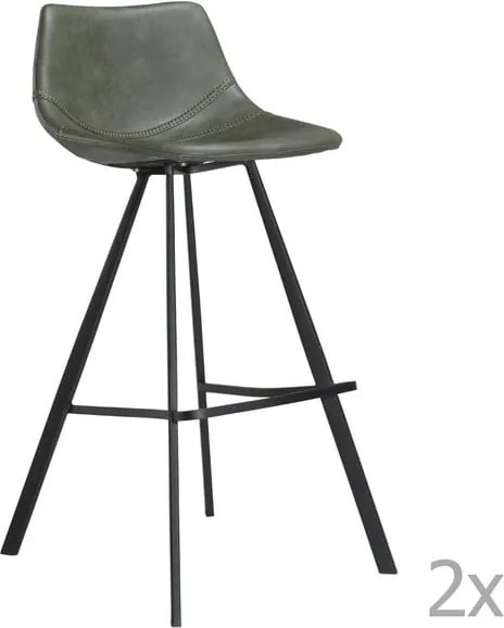 Sada 2 zelených barových stoličiek s čiernou kovovou podnožou DAN– FORM Pitch