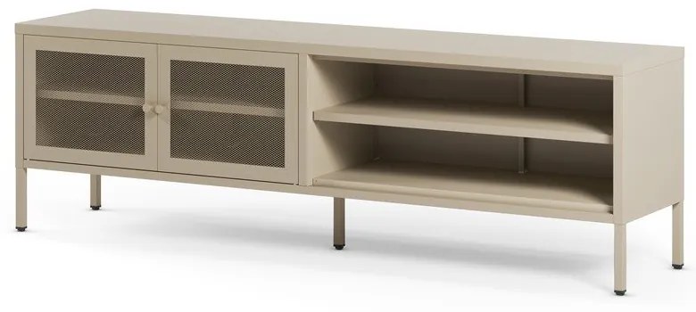 Krémovobiely kovový TV stolík 160x50x35 cm Fayna – Marckeric