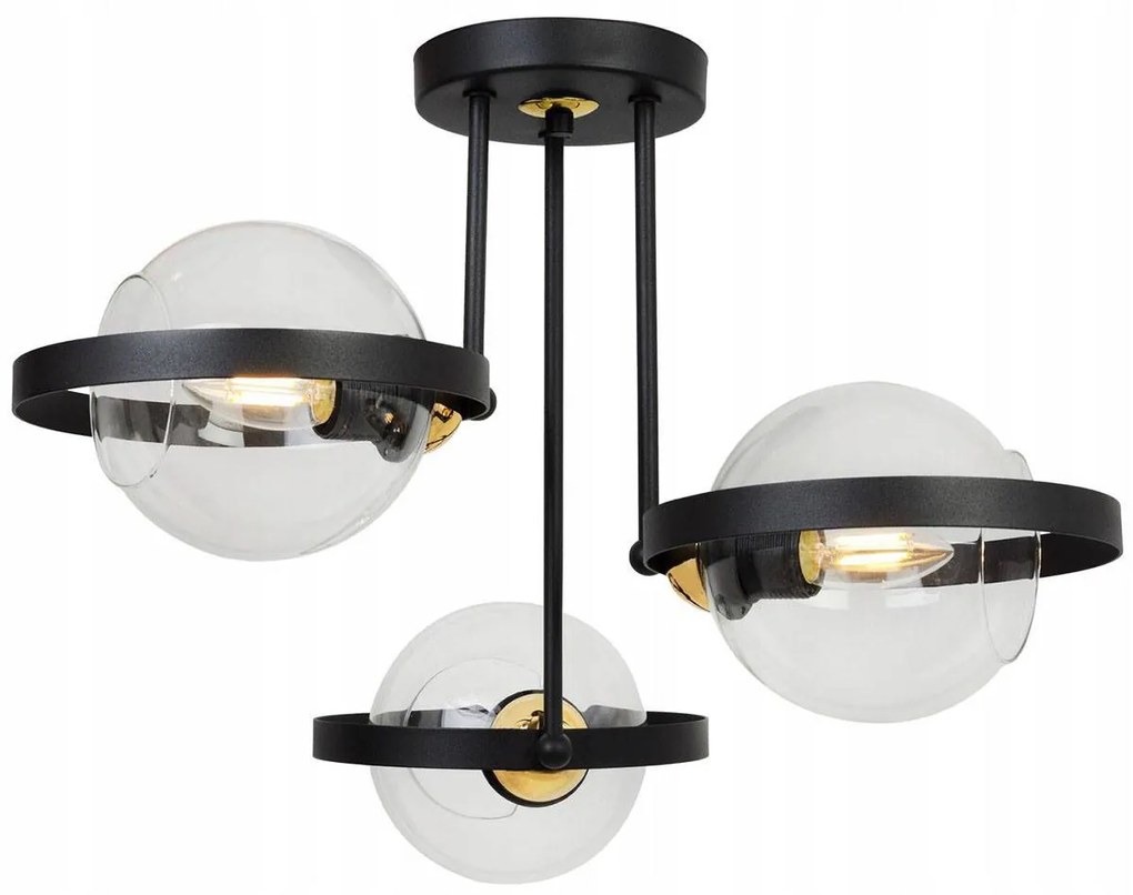 Stropné svietidlo Haga Ring, 3x transparentné sklenené tienidlo (výber z 3 farieb uchytenia)