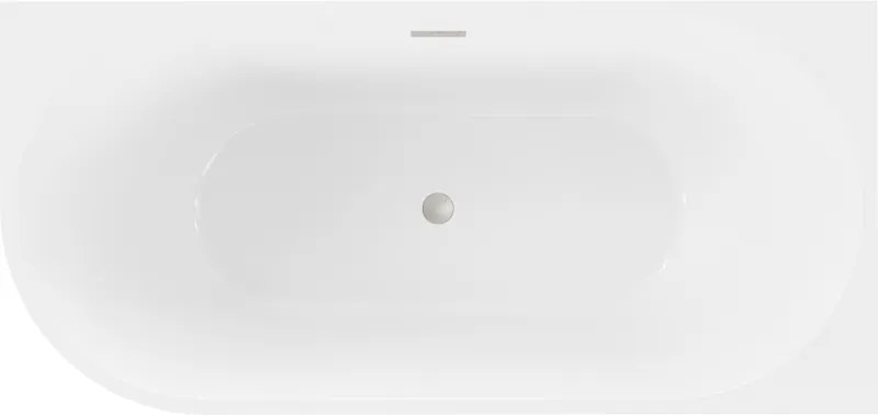 Mexen Mia, voľne stojaca rohová vaňa pravá 140 x 75 cm, biela/čierna, prepad brúsený nikel, 52691407575P-97