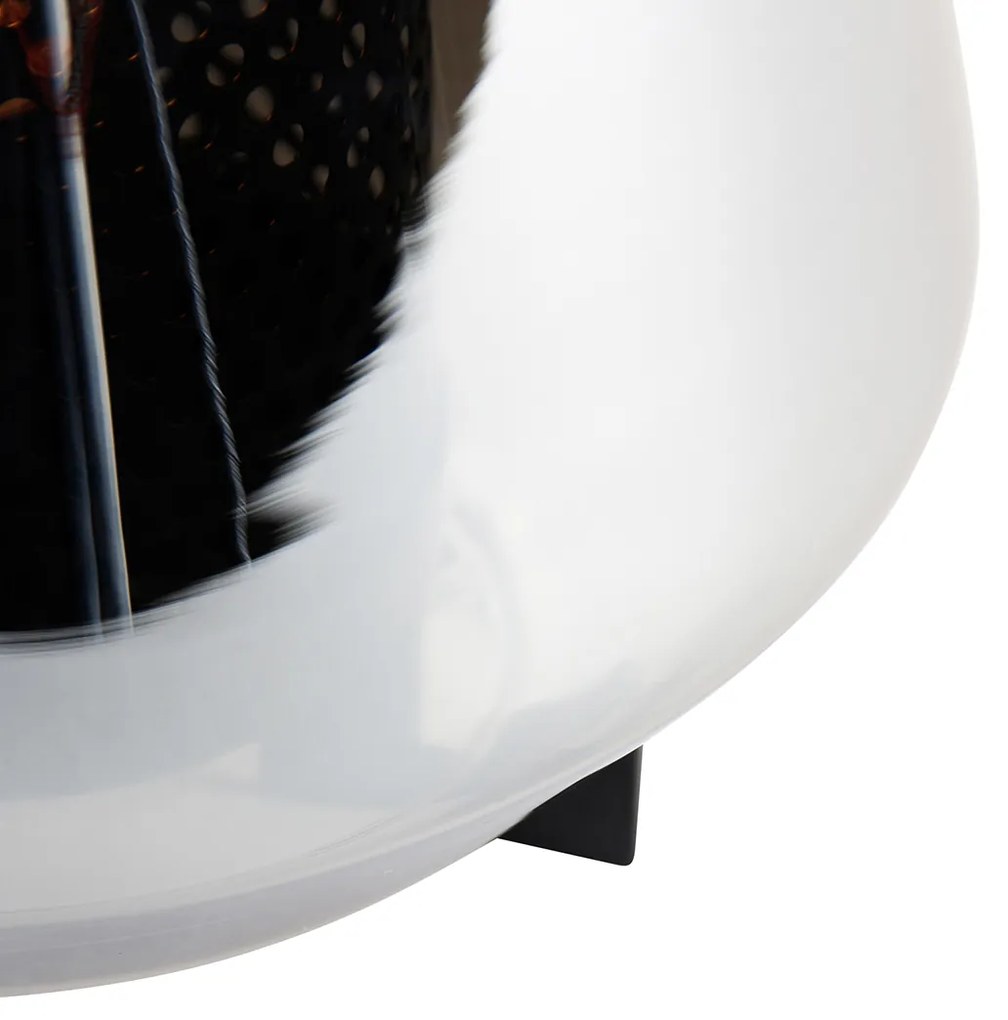 Stolná lampa Art Deco čierna s dymovým sklom 23 cm - Kevin