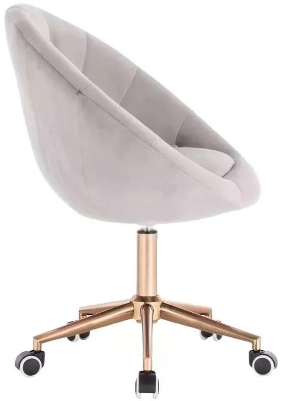 LuxuryForm DESIGN Kreslo VERA VELUR na zlatej podstave s kolieskami - svetlo šedé