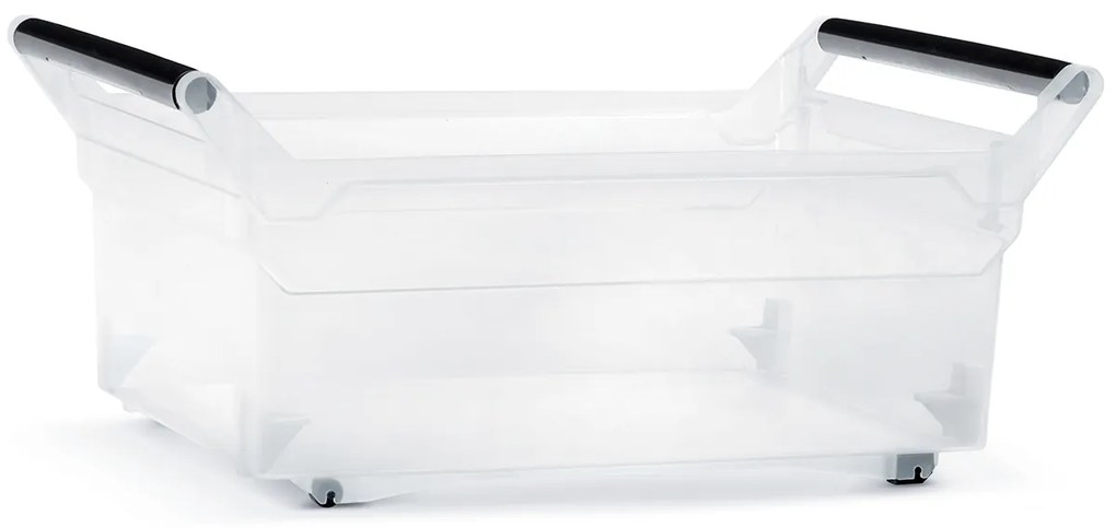Plastový úložný box na kolieskach NUK6L 30 l - priehľadná