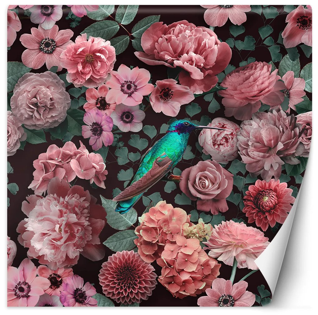 Gario Fototapeta Kvety ruže ružové vtáky príroda - Andrea Haase Materiál: Vliesová, Rozmery: 200 x 200 cm
