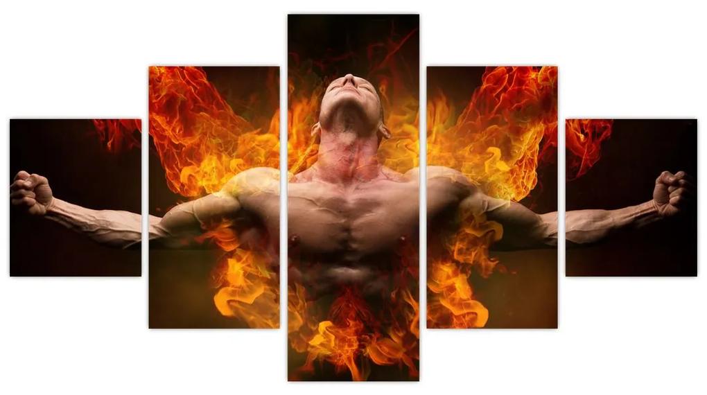 Obraz muža v ohni