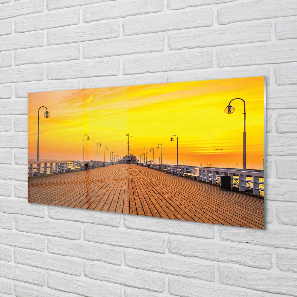 Nástenný panel  Gdańsk Pier sea sunset 125x50 cm