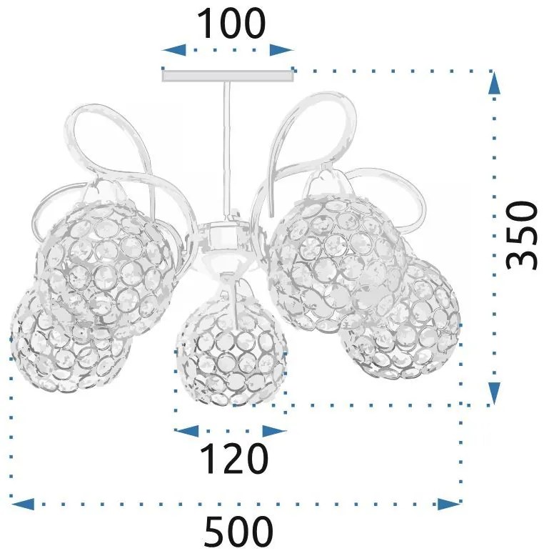 Toolight - Krištáľové stropné svietidlo 5xE27, APP636-5C, chrómová, OSW-05688