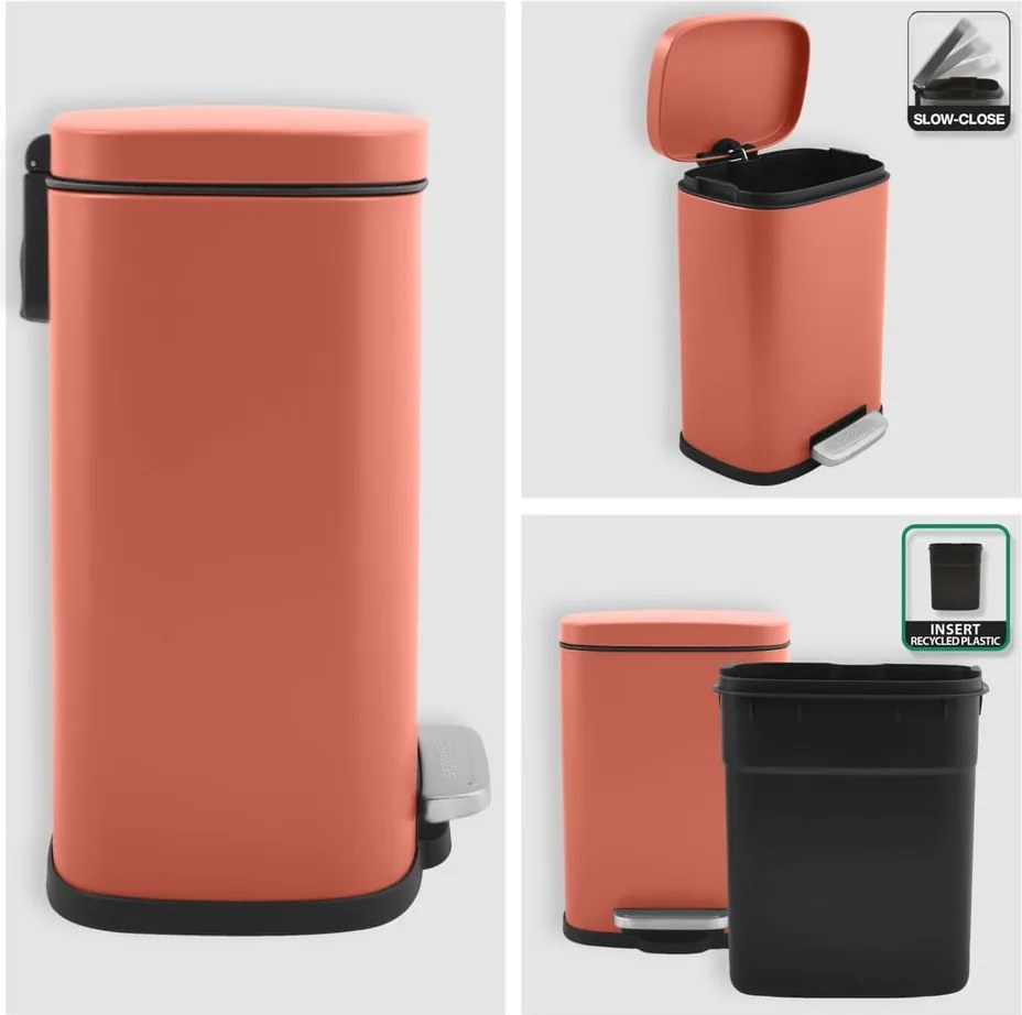 Nášľapný oceľový odpadkový kôš v terakotovej farbe 5 l Akira – Spirella