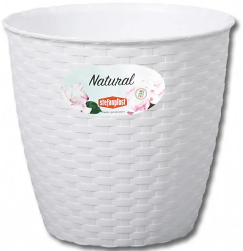 Obal na kvetináč NATURAL plastový 19x18 cm biely