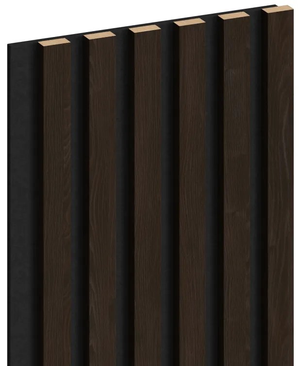 Mexen Lam-F, akustické stenové lamely 275 × 30 cm, plstený podklad 8 mm, technická dyha, eben hnedý, S105-275307-3015-022