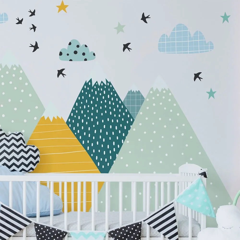 Nástenná samolepka Ambiance Giant Kid Sticker Scandinavian Mountains Ziska