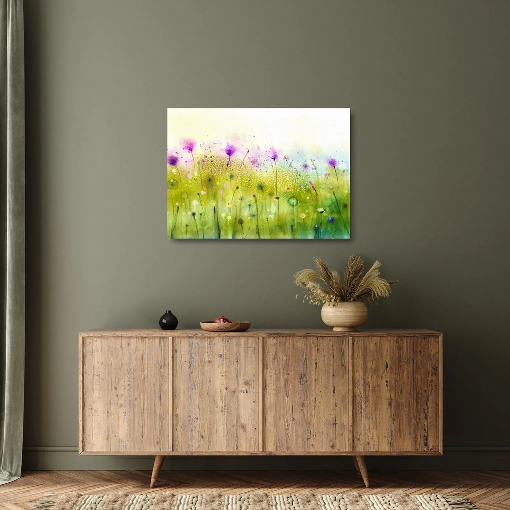 Sklenený obraz - Lúčne kvety (70x50 cm)