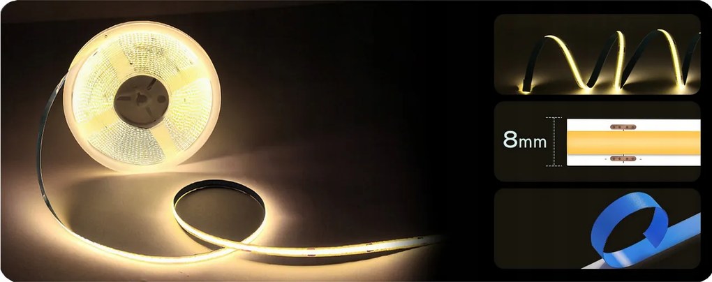 COB Neonový LED pásek 24V - 480D - 9W/m - IP20 - 990lm - 1m - neutrální bílá