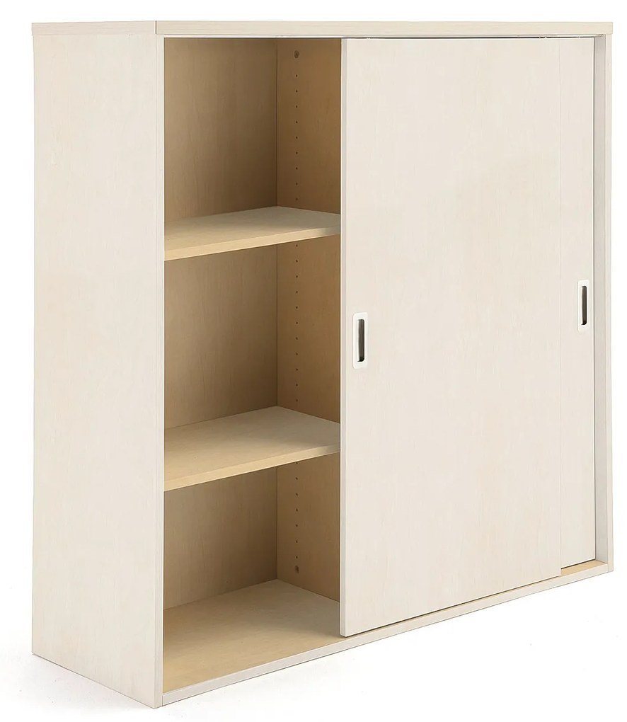 Kancelárska skriňa s posuvnými dverami MODULUS XL, 1200x1200 mm, breza