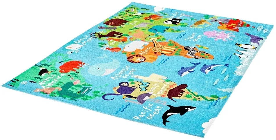 Obsession, DOPREDAJ: 80x120 cm Dětský kusový koberec Torino kids 233 WORLD MAP, 80x120, viacfarebná, detská izba