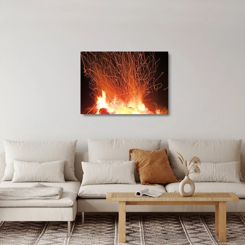 Sklenený obraz ohňa (70x50 cm)