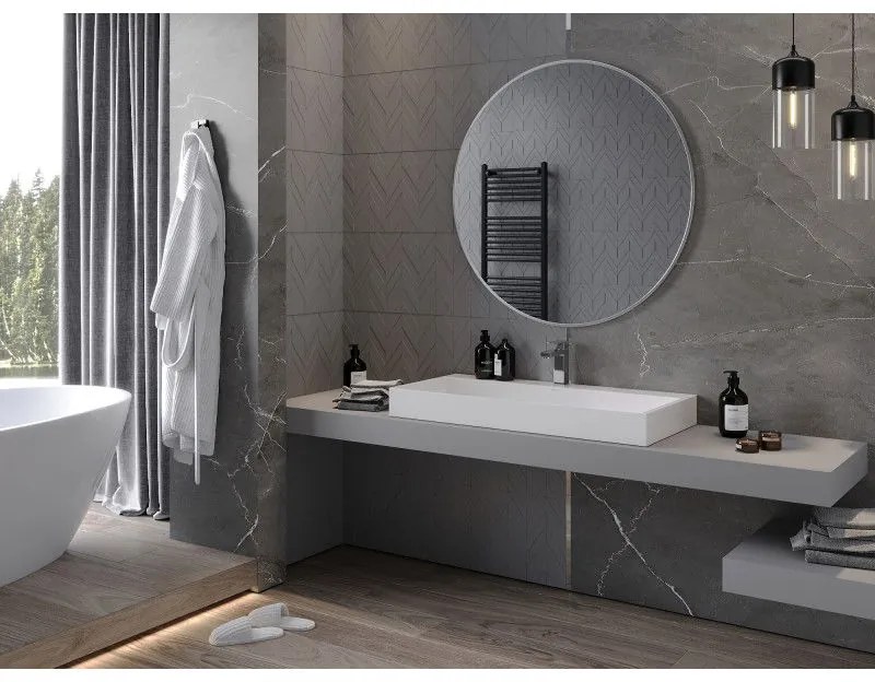 Mexen Loft, okrúhle kúpeľňové zrkadlo 100 cm, farba rámu brúsená oceľ, 9850-100-100-000-10