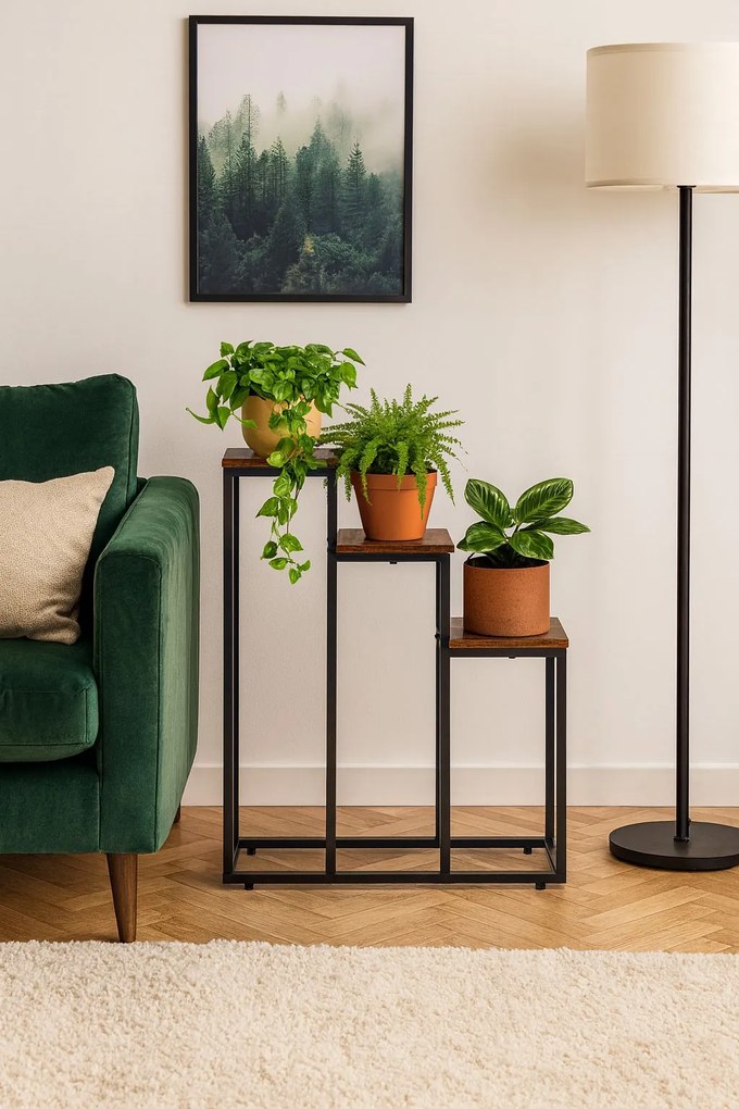 Stojan na květiny EVELIN 67x51,5 cm hnědý/černý