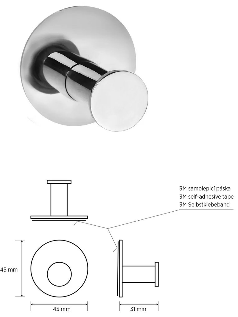 Sapho XR219 X-Round samolepiaci háčik, nehrdz. oceľ