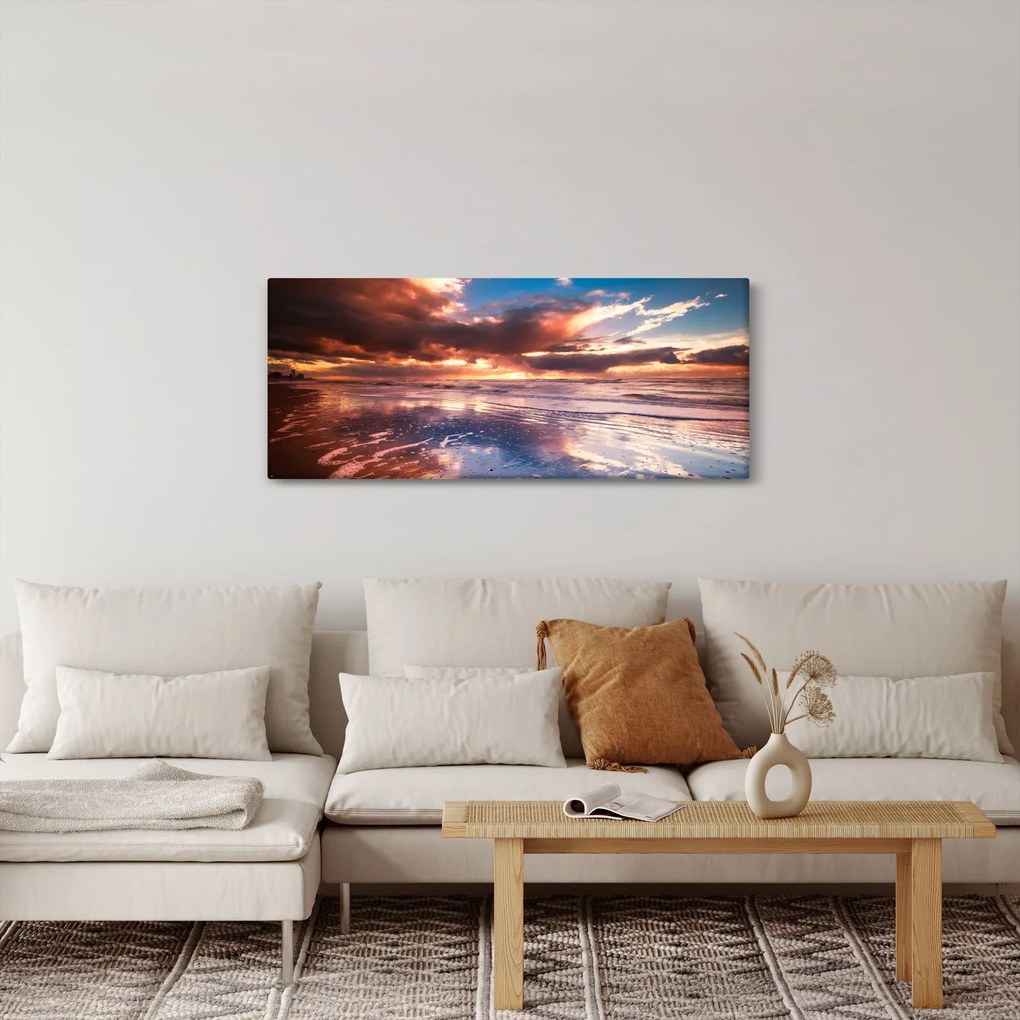 Obraz - Večerná pláž (120x50 cm)
