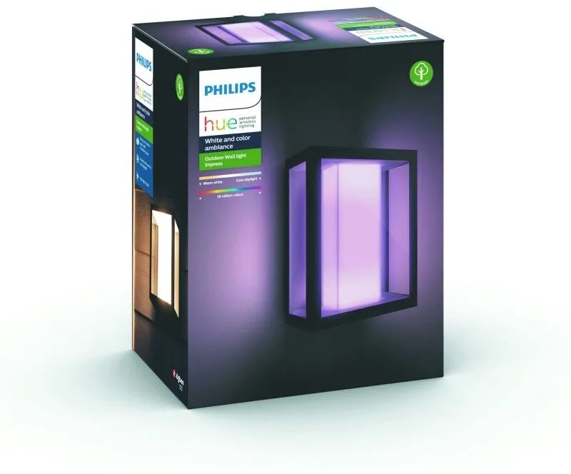 PHILIPS HUE Vonkajšie LED chytré svietidlo HUE IMPRESS s funkciou RGB, 2x8W, teplá biela-studená biela, čierne,