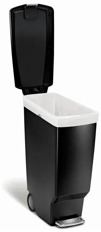 Úzky pedálový kôš 40 l čierny plast, čierna