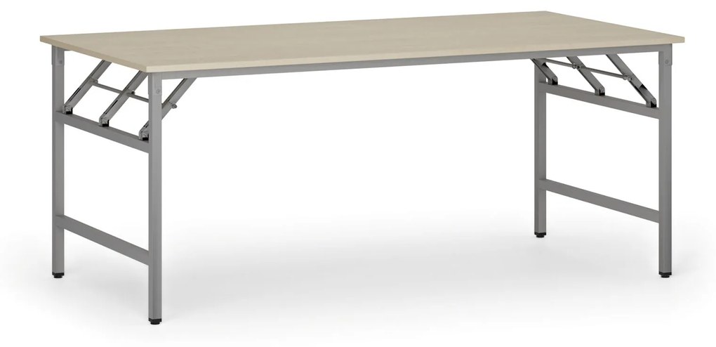Konferenčný stôl FAST READY so striebornosivou podnožou, 1800 x 900 x 750 mm, breza