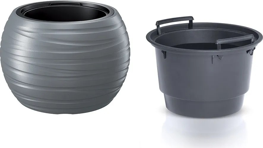 Okrúhly kvetináč s vložkou MAXE sivý kameň