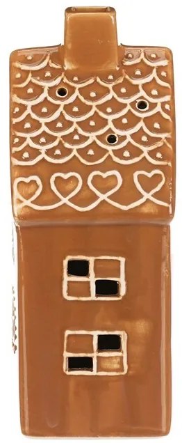 Keramický perníkový poschodový domček LED, hnedá