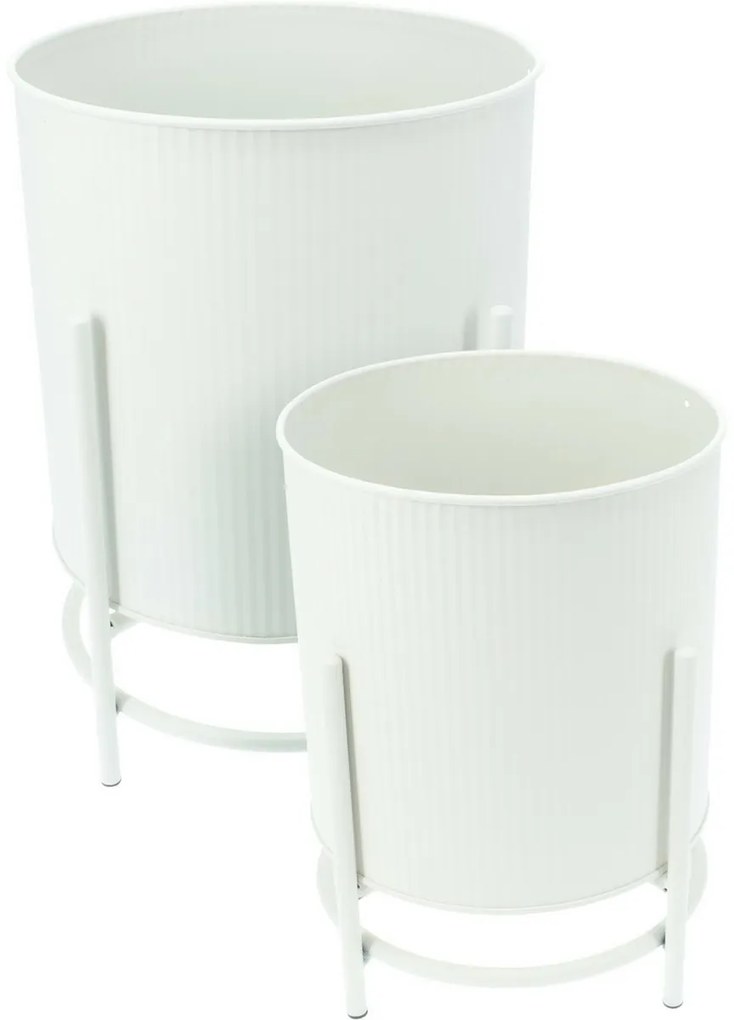 Súprava kovových stojanov na kvety Celano biela, 2 ks